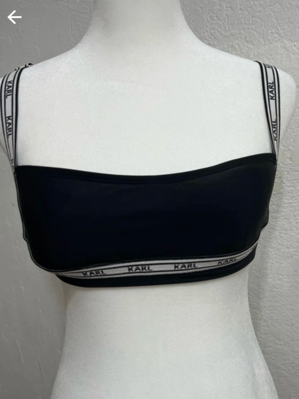 Karl Lagerfeld Black Bandeau Bralette with Logo Trim